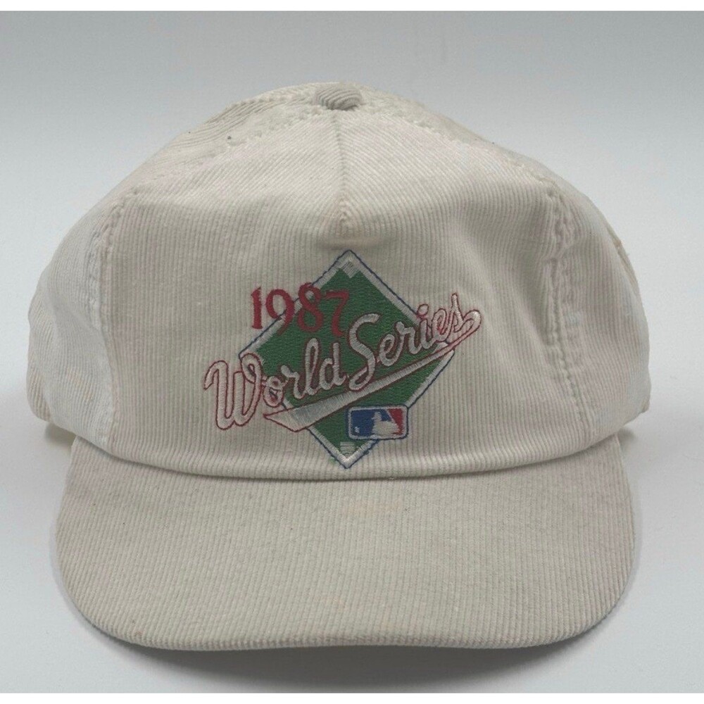 Vintage 1987 World Series MLB Embroidered Cream Corduroy Snapback Hat Cap